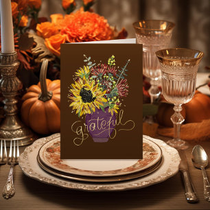 Grateful Thanksgiving Bouquet Foil Holiday Card