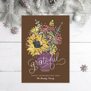 Grateful Thanksgiving Bouquet Photo Holiday Card