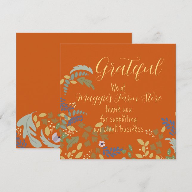 Grateful Thanksgiving Business Holiday Card (Front/Back)