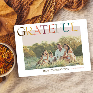 Grateful Thanksgiving Minimalist Photo Holiday Card