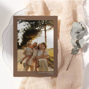 Grateful Thanksgiving Photo Family Fall Brown Holiday Card