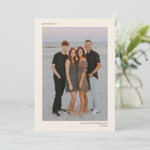 Grateful Thanksgiving Photo Family Typewriter Holiday Card