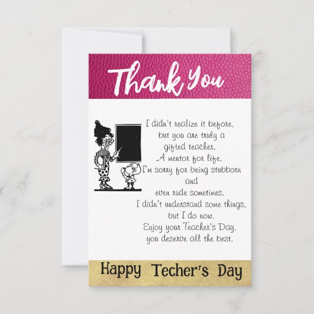 Grateful to the teacher card (Front)
