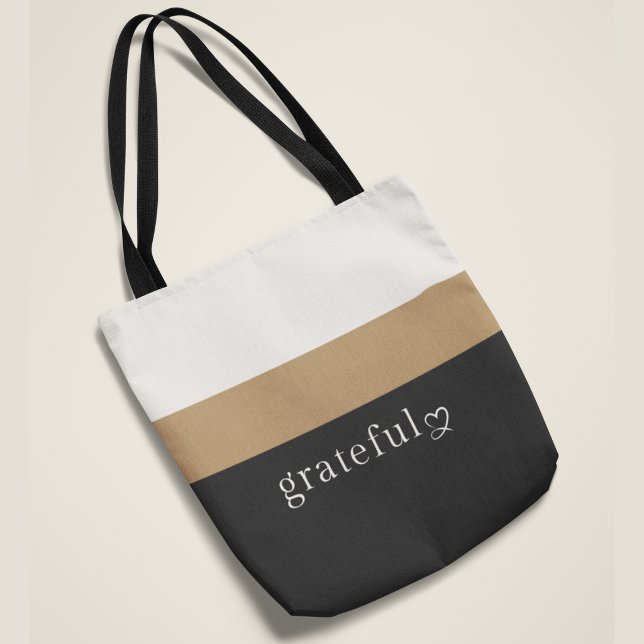 Grateful Tote Bag | Positive Premium Stripe Design (Creator Uploaded)