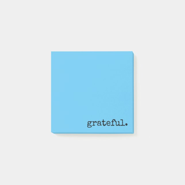 grateful typography blue post-it notes (Front)