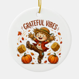 Grateful Vibes Scarecrow Autumn Ceramic Tree Decoration