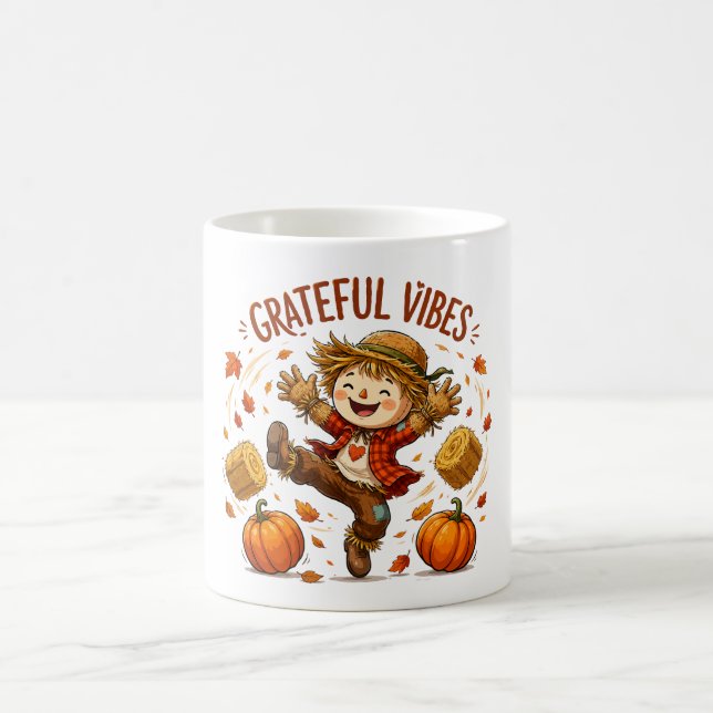 Grateful Vibes Scarecrow Autumn Coffee Mug (Center)