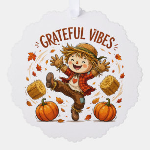 Grateful Vibes Scarecrow Autumn Tree Decoration Card