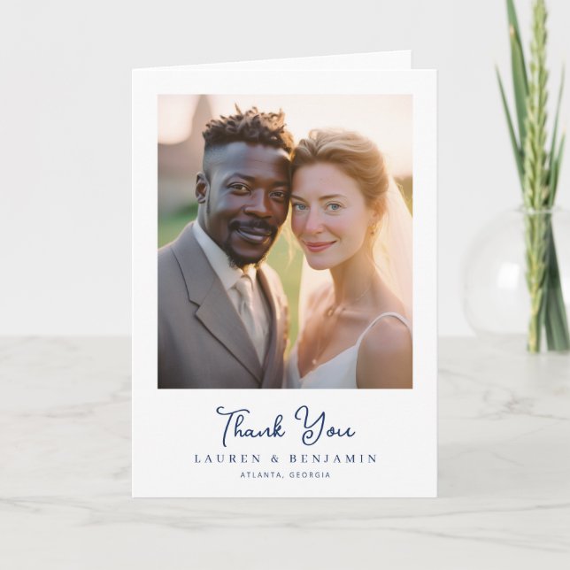 Grateful Warm Minimalist Photo Thank You Card (Front)