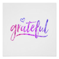 Grateful Watercolor Pink Purple Blue