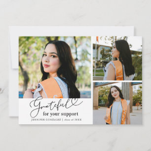 Grateful White Multi Photo Graduation Announcement