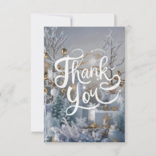Grateful Winter Little Happy Holidays  Thank You Card