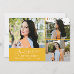 Grateful Yellow Multi Photo Graduation Announcement