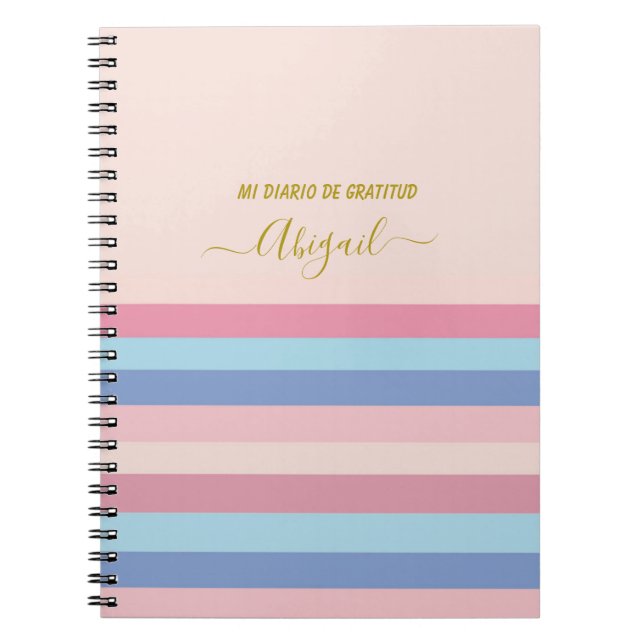 Gratefulness journal pastel color lines in Spanish (Front)