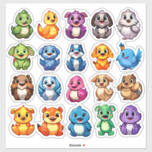 Gratifying set of cartoon animal stickers