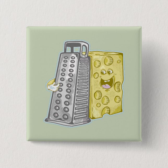 Grating cheese with a grater Funny food 15 Cm Square Badge (Front)