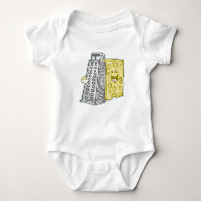 Grating cheese with a grater Funny food Baby Bodysuit (Front)