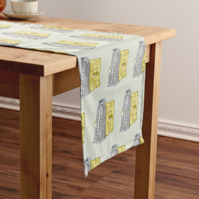 Grating cheese with a grater Funny food Short Table Runner (In Situ)