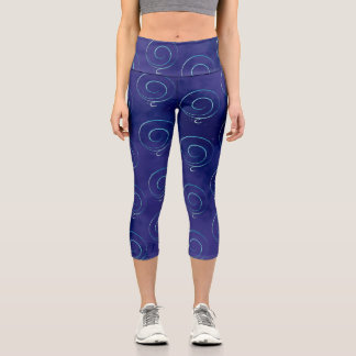 Gratitude 6 Scattered Blue Monochrome Tie dye Capri Leggings