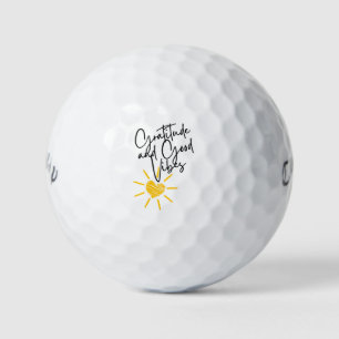 “Gratitude and Good Vibes” with Heart-Sun Icon 💛 Golf Balls