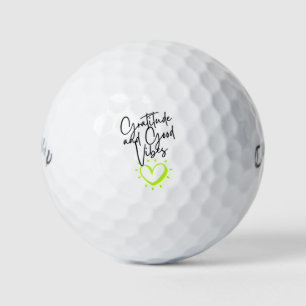 “Gratitude and Good Vibes” with Neon Green Heart Golf Balls