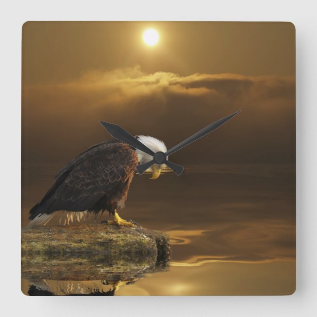 Gratitude Bald Eagle Spiritual Wildlife Clock (Front)