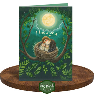 Gratitude Bird Parent Child Cuddle Moon Love Card