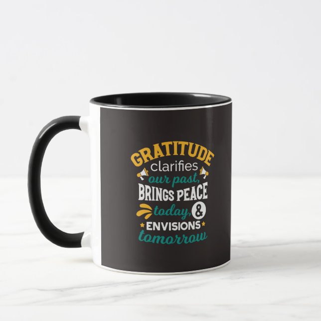  Gratitude Brings Peace Today – Positive Faith Mug (Left)
