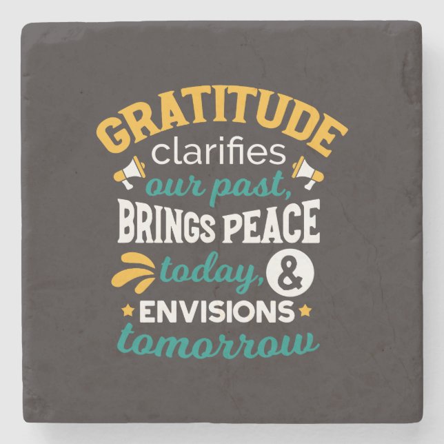  Gratitude Brings Peace Today – Positive Faith Stone Coaster (Front)