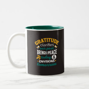 Gratitude Brings Peace Today – Positive Faith Two-Tone Coffee Mug