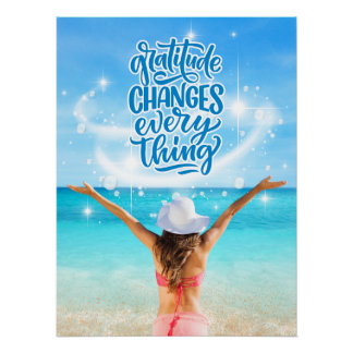 Gratitude Changes Everything Tropical Beach Post Poster