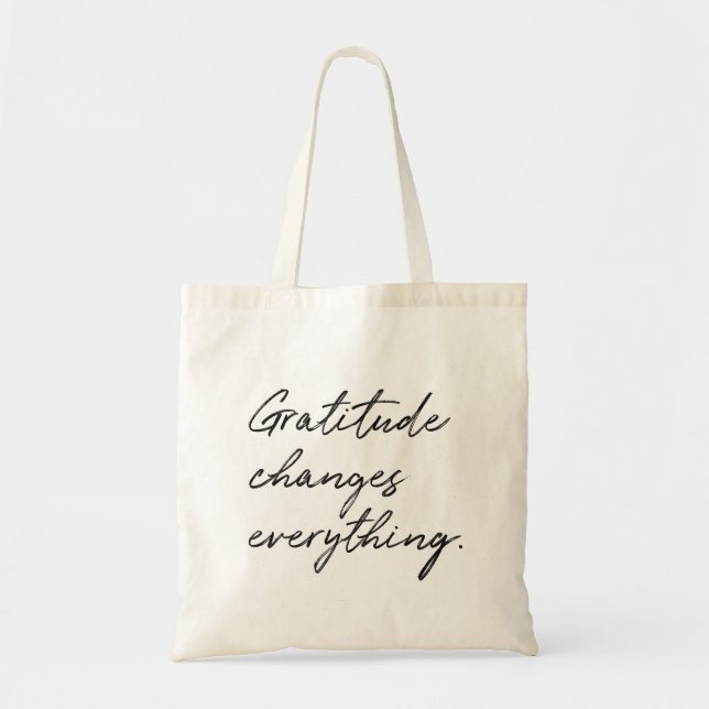 Gratitude Changes Everything Typography Tote Bag (Front)