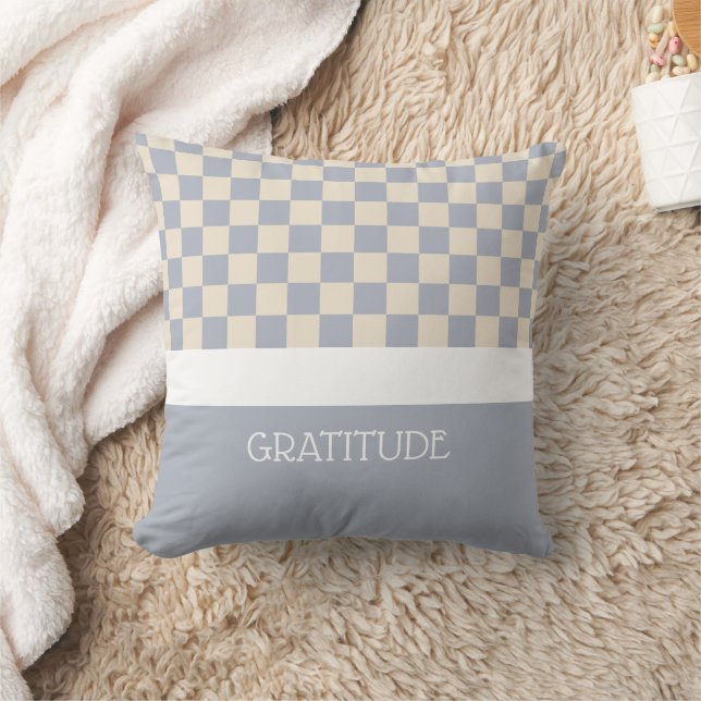 Gratitude Chequered Journal Cushion (Blanket)