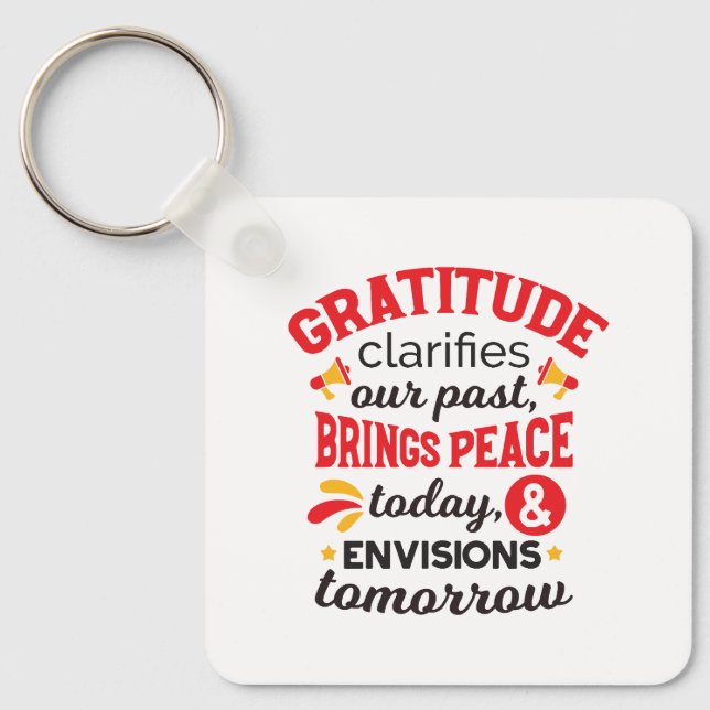Gratitude Clarifies Our Past – Inspirational Art Key Ring (Front)