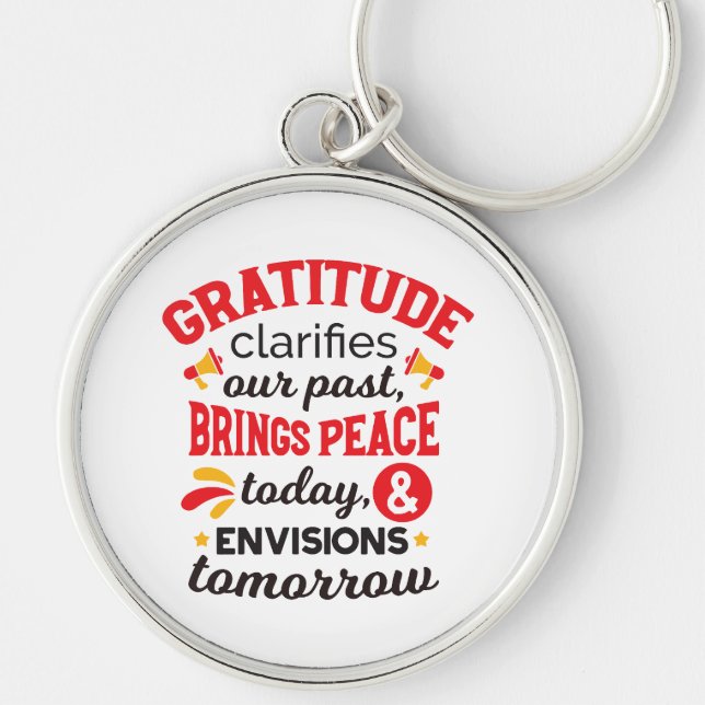 Gratitude Clarifies Our Past – Inspirational Art Key Ring (Front)