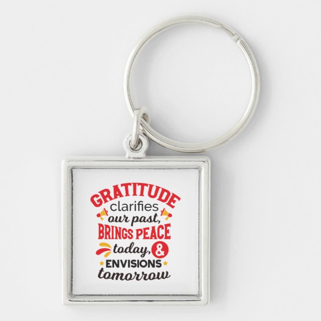 Gratitude Clarifies Our Past – Inspirational Art Key Ring (Front)