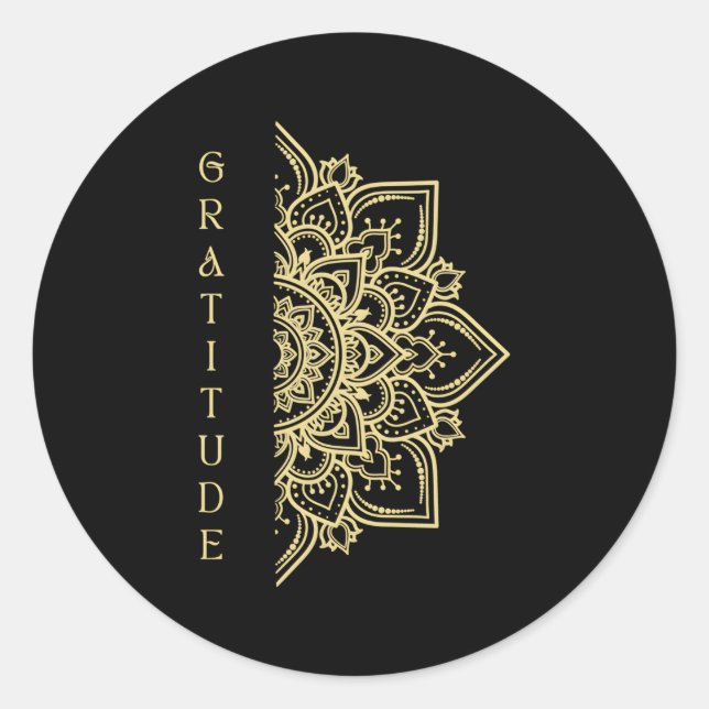 Gratitude Dala Typography Zen Namaste Yoga Meditat Classic Round Sticker (Front)
