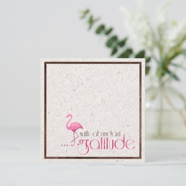Gratitude Flamingo with Pink Watercolour Card (Standing Front)