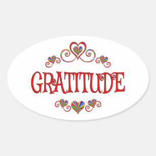 Gratitude Hearts Oval Sticker