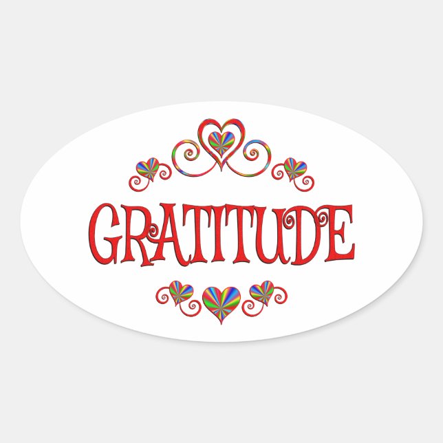 Gratitude Hearts Oval Sticker (Front)