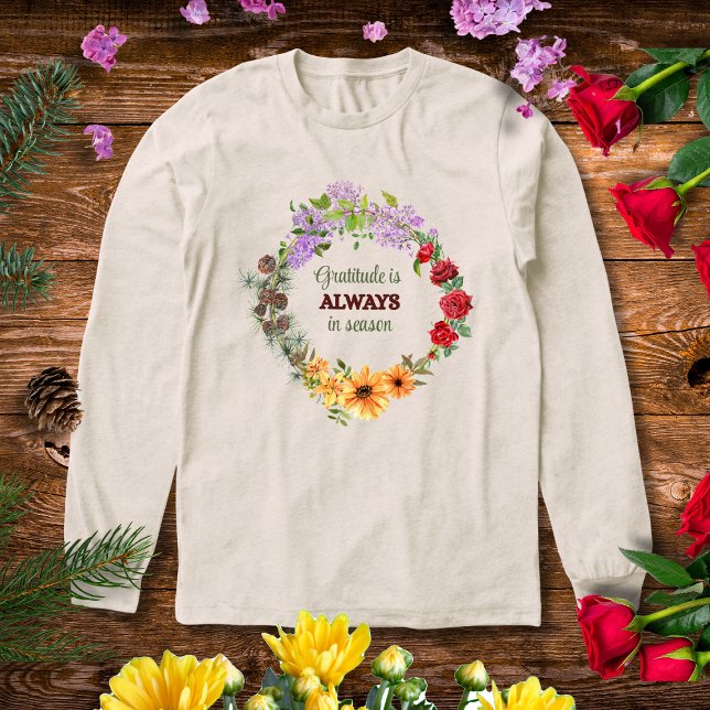 Gratitude in Every Season Floral Wreath Tri-Blend Shirt (Creator Uploaded)