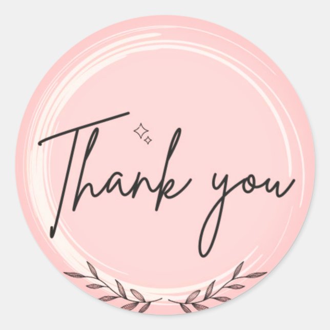 "Gratitude in Print: Thank You Sticker-Pink Classic Round Sticker (Front)
