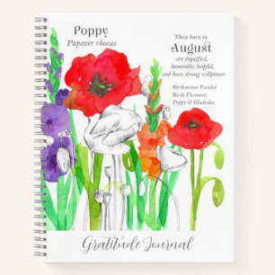 Gratitude Journal August Birth Month Flowers Poppy