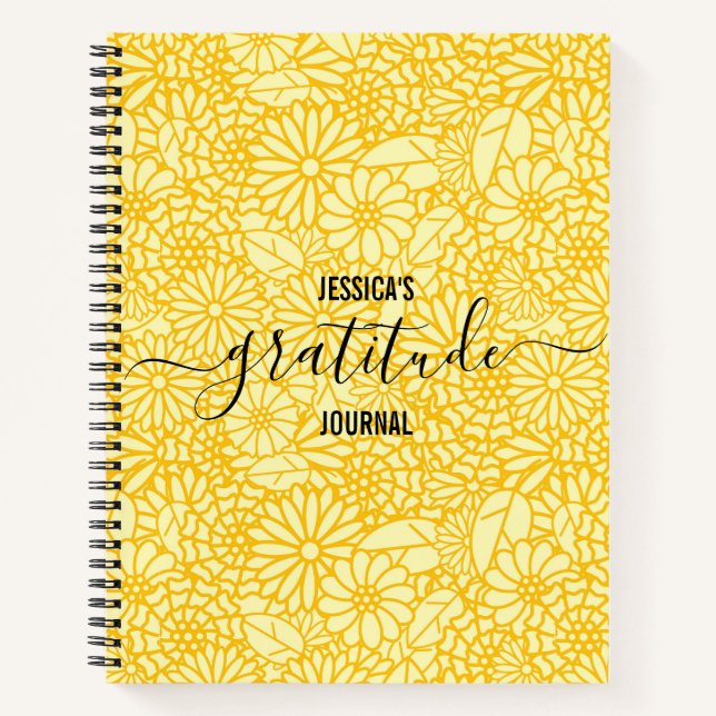 Gratitude Journal Custom Name Floral Daisy Pattern (Front)