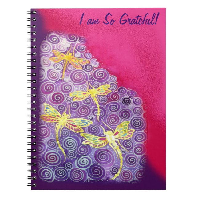 Gratitude Journal: Dragonfly Silk Image by Cyn Mc Spiral Notebook (Front)