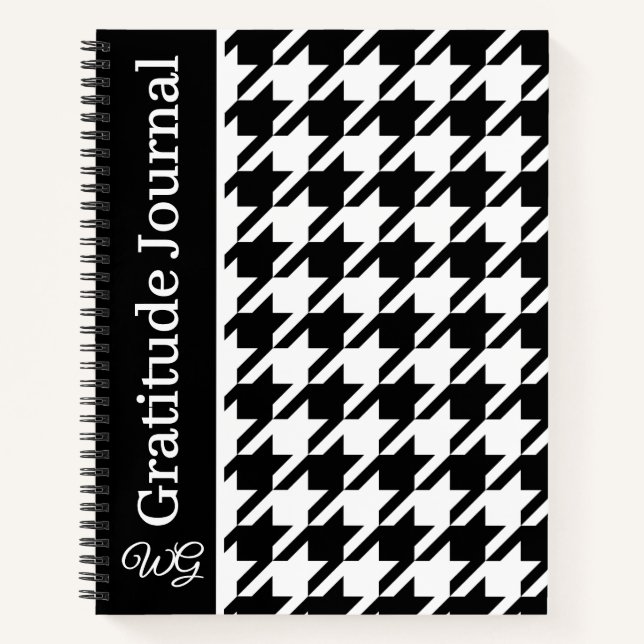 Gratitude Journal Houndstooth Black and White (Front)