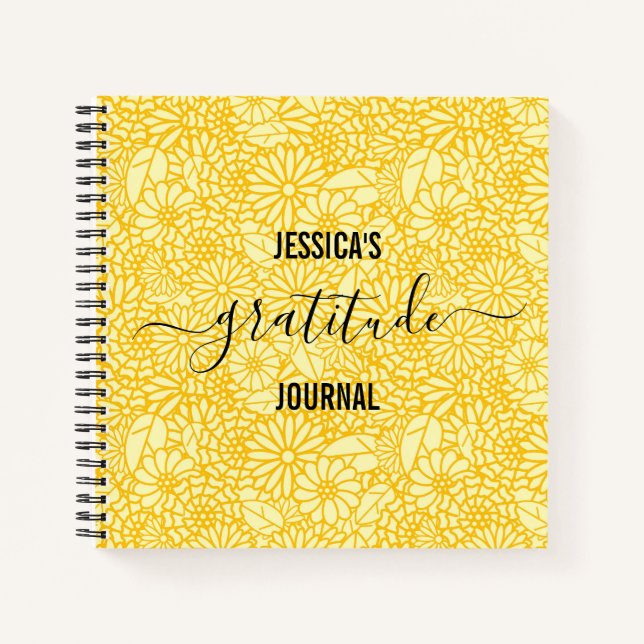 Gratitude Journal Name Floral Daisy Pattern (Front)