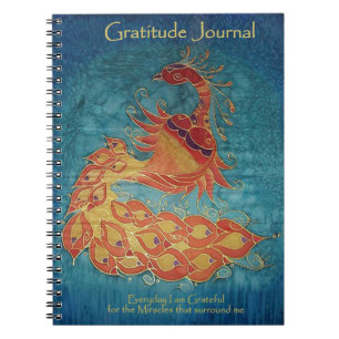 Gratitude Journal: Peacock Silk Painting By Kim Spiral Notebook