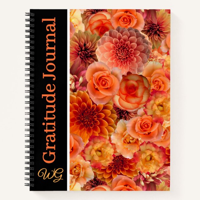 Gratitude Journal Personalised Orange Flowers (Front)