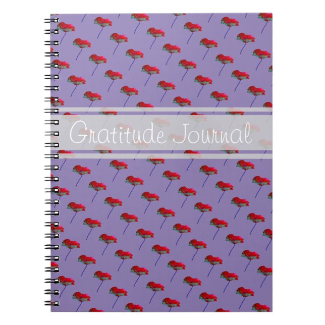 Gratitude journal poppy flower customisable text (Front)